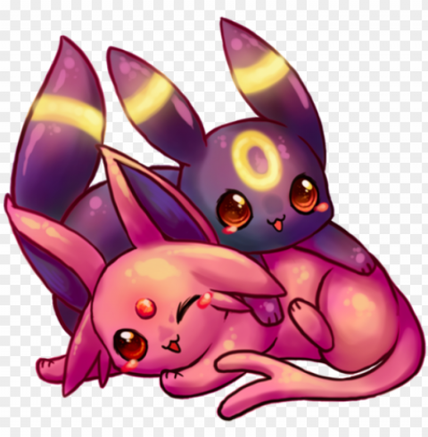 35 images about pokémon on we heart it - umbreon and espeon chibi Transparent background PNG artworks