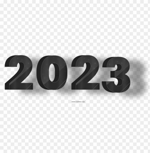 3D BLACK 2023 Text Numbers Clear PNG pictures package