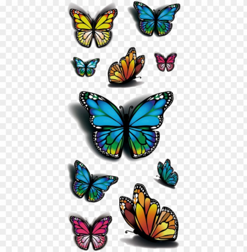 3d butterfly design temporary stickers - colorful butterfly PNG Graphic with Clear Isolation