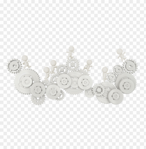 3d gears with workers characters Transparent PNG Isolated Object