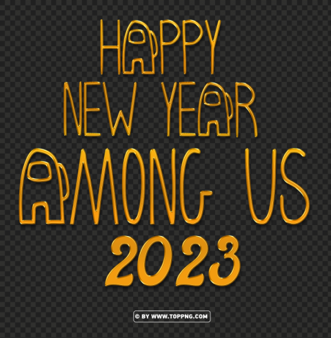 3d gold among us happy new year 2023 Transparent Background Isolated PNG Icon