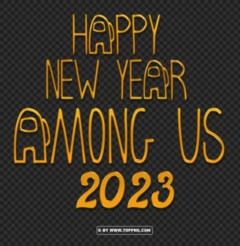 3d Gold Among Us Happy New Year 2023 Transparent Background Isolated PNG Icon