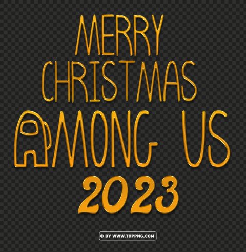 3d gold among us merry christmas 2023 Transparent Background Isolated PNG Illustration
