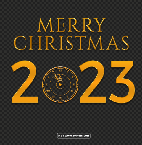 3d gold merry christmas 2023 eve clock PNG transparent images for social media - Image ID fd9e4790