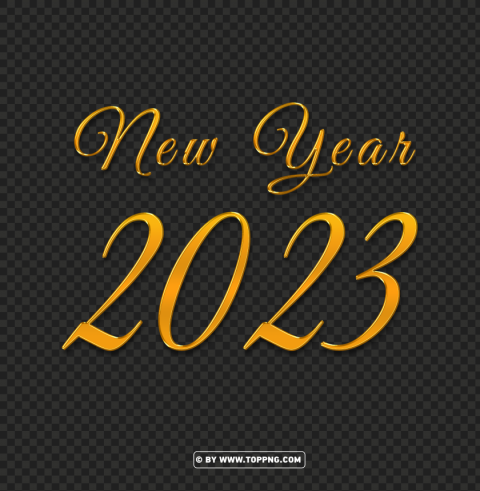 3d gold new year 2023 free download PNG with Clear Isolation on Transparent Background