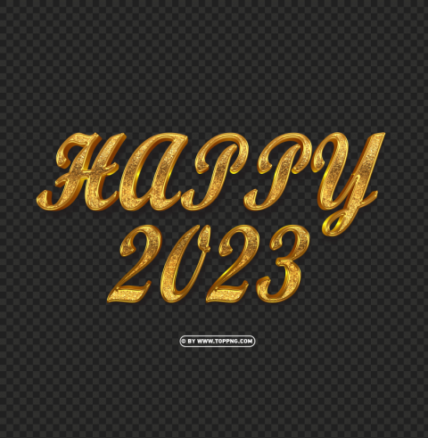 3d happy 2023 gold sparkle text style effect HighQuality Transparent PNG Isolation