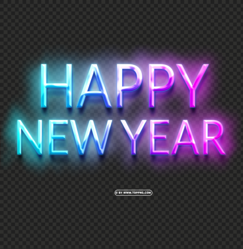 3d happy ner year with neon light background Isolated Artwork on HighQuality Transparent PNG