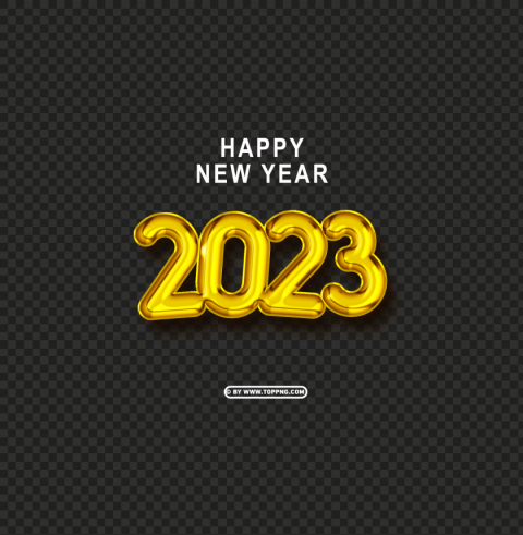 3d happy new year 2023 gold text effect PNG images without watermarks