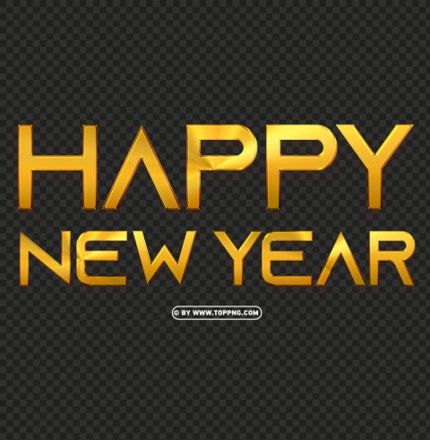 3d happy new year luxury design gold text PNG images with transparent layering