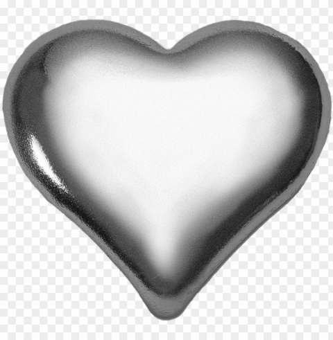 3d heart silver metal metallic love - silver Clear background PNG graphics