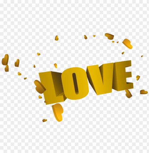 3d Love Gold Color PNG Picture