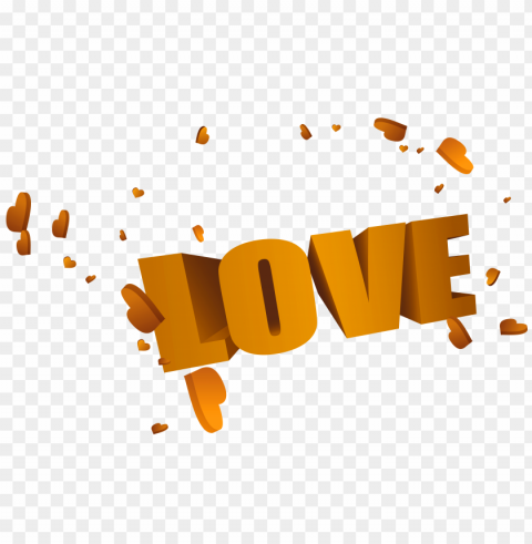 3d love orange color PNG pictures with no backdrop needed