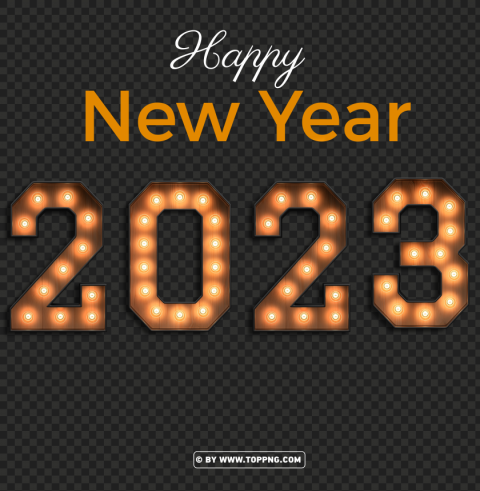 3D Marquee Light 2023 Happy New Year PNG Pics With Alpha Channel