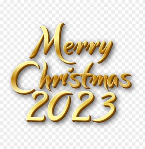 3d Merry Christmas 2023 Gold PNG Graphic Isolated With Clarity