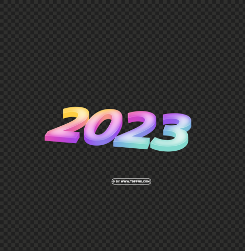 3d neon text effect 2023 Isolated Character in Transparent PNG