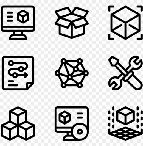 3d printing 40 icons - white icons PNG download free