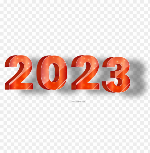 3D RED 2023 Text Numbers Clear PNG Pictures Free