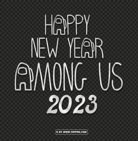 3d silver among us happy new year 2023 image Transparent Background Isolation in HighQuality PNG