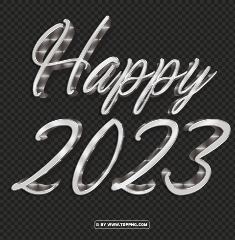 3d silver happy 2023 new year PNG pictures with no background required - Image ID 7e5844c4