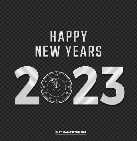 3d silver happy new year eve 2023 PNG transparent photos extensive collection