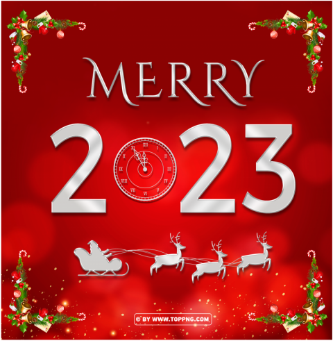 3d silver merry 2023 card eve clock background PNG Image Isolated with High Clarity - Image ID 2d272e3a