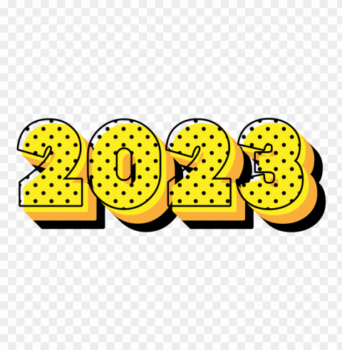 3d text style yellow and black black dots 2023 Clear Background PNG Isolated Element Detail