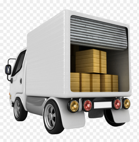 3d truck freight package delivery Transparent PNG Object Isolation
