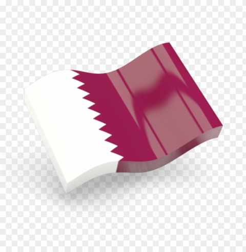 3d waving glossy qatar flag icon Transparent PNG Isolated Graphic Element