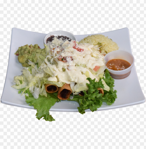 4 flautas con arroz y frijoles PNG with Isolated Transparency