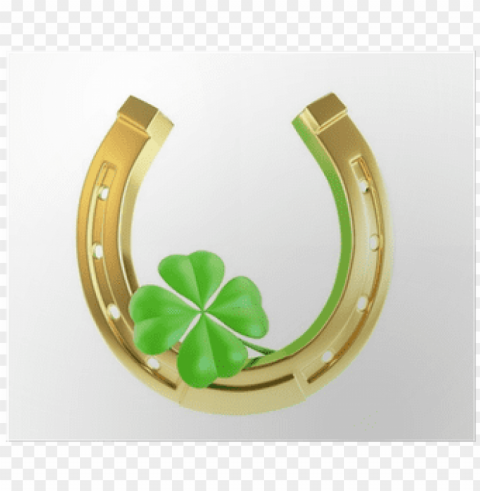 4 leaf clover and horseshoe PNG transparent elements package