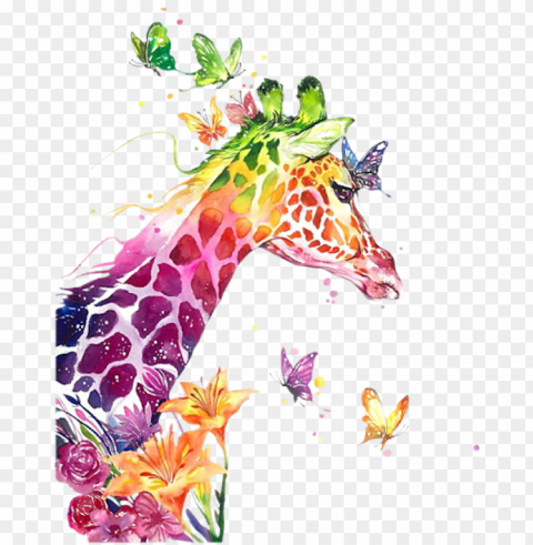 50 Best Watercolor Paintings From Top Artists Around - Giraffe Painti Isolated Subject On HighQuality PNG