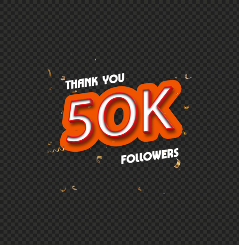 50k followers 3d text style effect Isolated Artwork in Transparent PNG Format