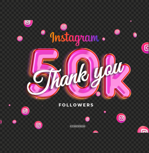 50k followers in instagram thank you free Isolated Graphic on HighQuality Transparent PNG