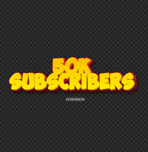 50k subscribers yellow and red 3d text effect file Isolated Design Element in HighQuality PNG