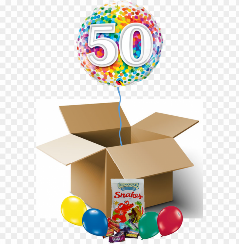 50th birthday balloon in a box - happy 50th birthday Clear background PNG elements