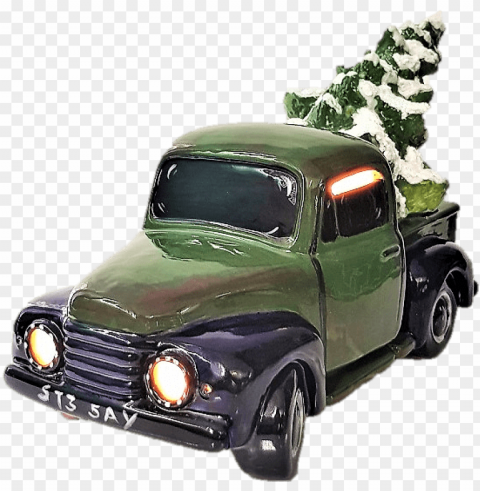 5312 vintage truck with tree - antique car Isolated Graphic on Transparent PNG
