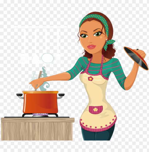 567 x 567 4 0 - woman cooking cartoo PNG with alpha channel
