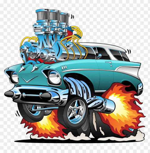 57 V2 57 V2 - Muscle Car Hot Rod Cartoon Car Free PNG Images With Alpha Channel Compilation