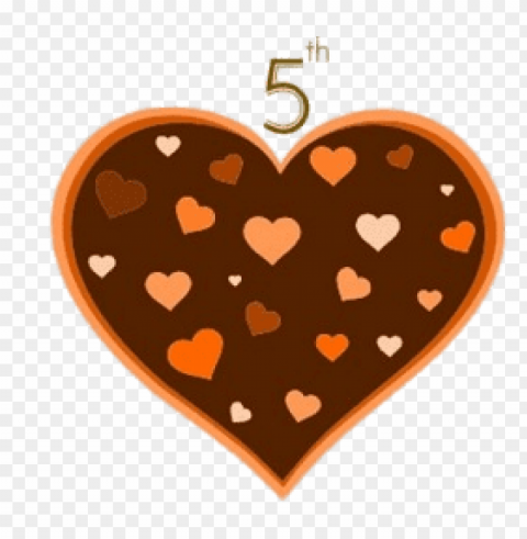 5th anniversary chocolate heart Isolated Design Element on PNG