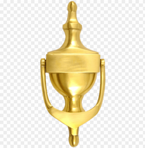 6 aluminium victorian urn door knocker - brass Transparent background PNG stock