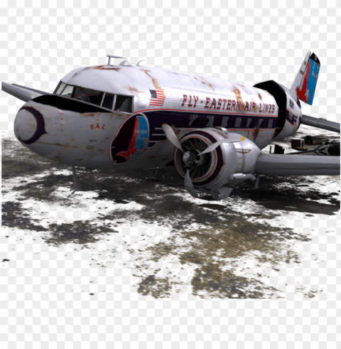 6 dc 3 plane air crash royalty free 3d model - douglas dc-6 Transparent Background Isolated PNG Character
