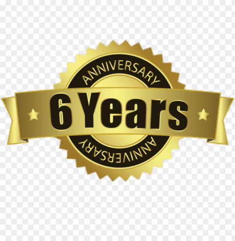 6 years anniversary badge Isolated Design Element on Transparent PNG