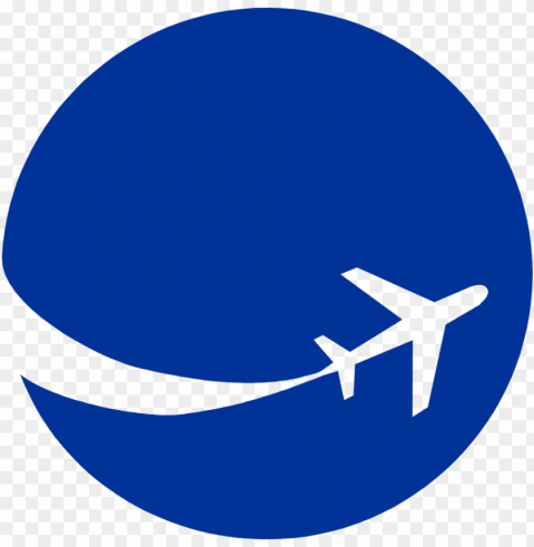 6461 illustration of an airplane silhouette on a blue - airplane in circle logo Isolated Icon on Transparent PNG