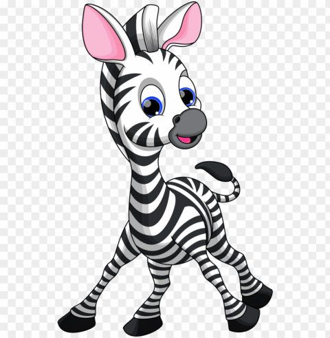 7 - Cute Zebra Cartoo Transparent Background Isolated PNG Design Element