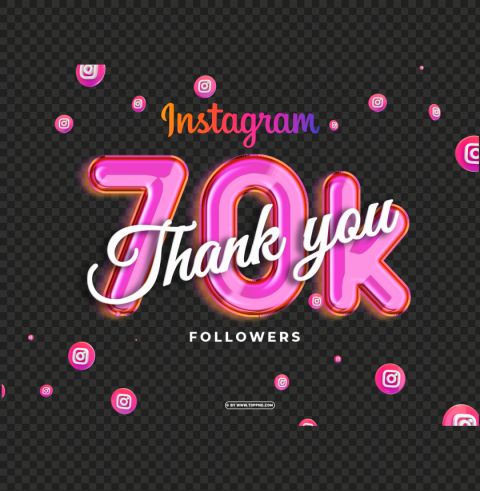 70k followers in instagram thank you Isolated Graphic on Transparent PNG