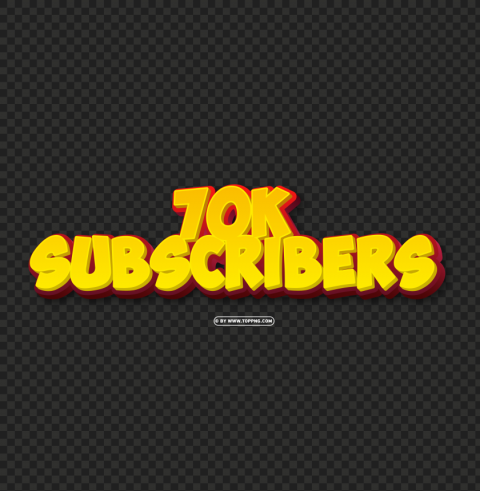 70k subscribers yellow and red 3d text effect file Isolated Design Element in Transparent PNG