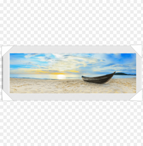 #754 - art print fisherman boat beach panorama 36x48i Transparent Background Isolation of PNG