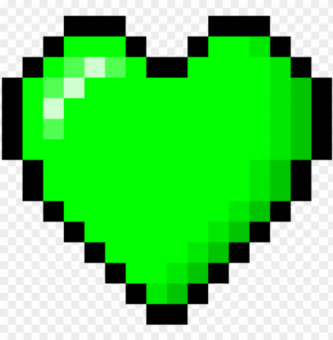 8 bit heart gree Isolated Character in Transparent PNG