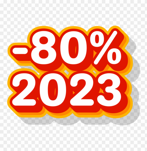 80 percent discount red text hd 2023 3d sticker Isolated Element with Clear Background PNG