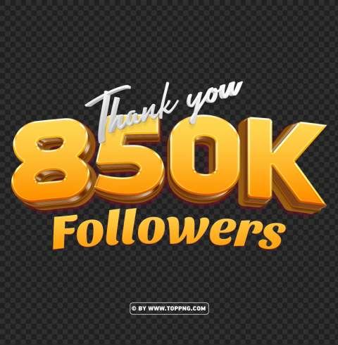 850k followers gold thank you download PNG files with no royalties
